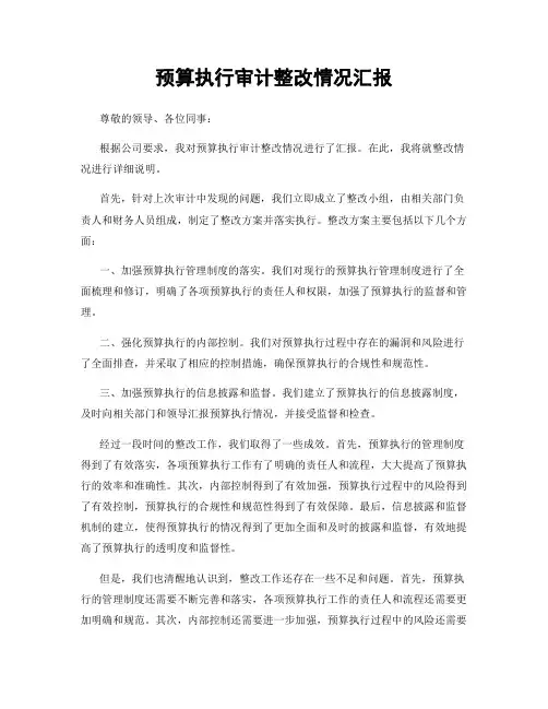预算执行审计整改情况汇报