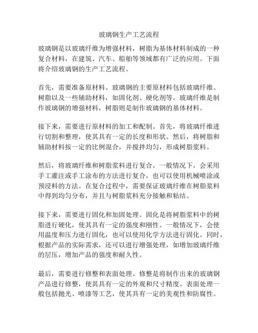 玻璃钢生产工艺流程