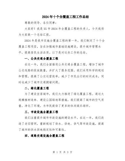 2024年十个全覆盖工程工作总结