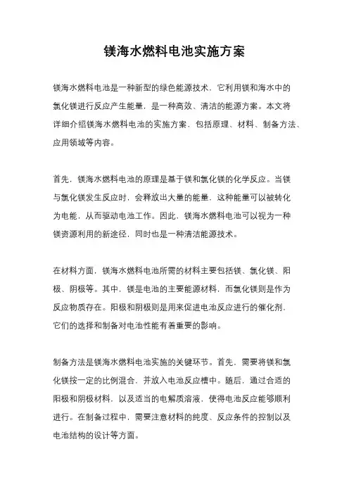 镁海水燃料电池实施方案