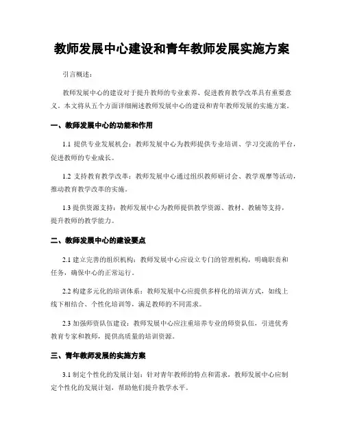 教师发展中心建设和青年教师发展实施方案