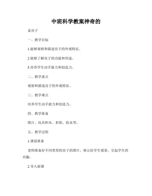 中班科学教案神奇的