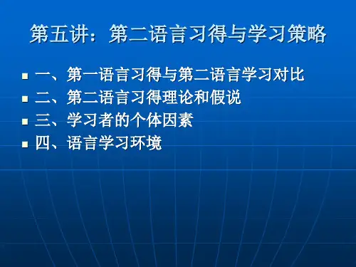 第五讲：第二语言习得与学习策略