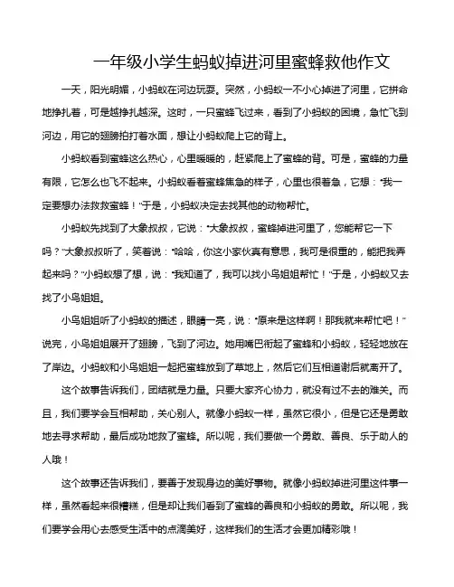 一年级小学生蚂蚁掉进河里蜜蜂救他作文