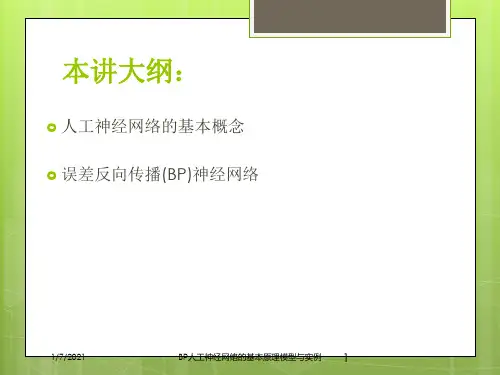 BP人工神经网络的基本原理模型与实例培训课件