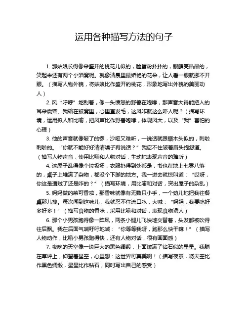 运用各种描写方法的句子