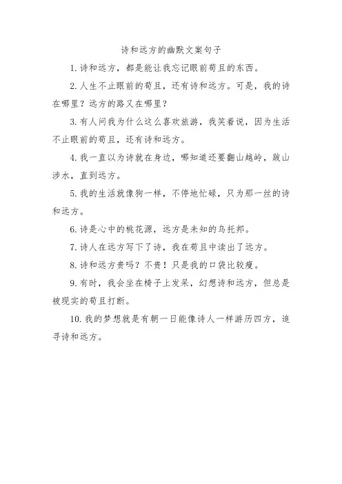 诗和远方的幽默文案句子