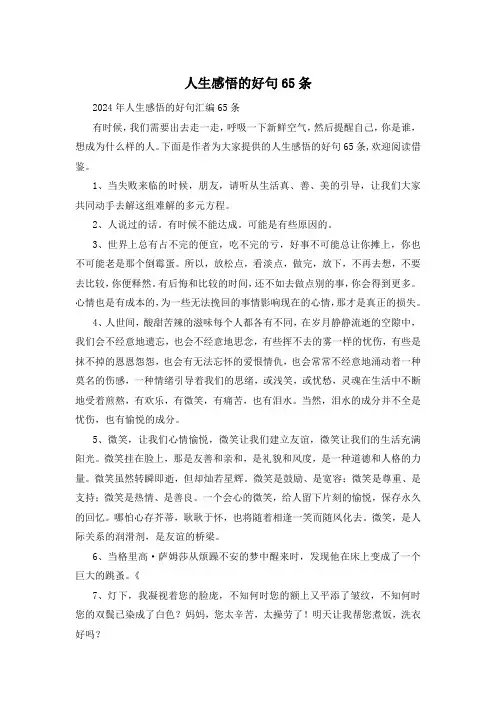 人生感悟的好句65条