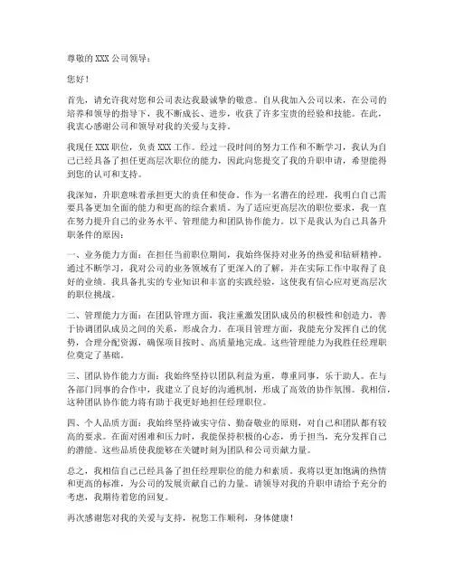 申请升职经理申请书模板