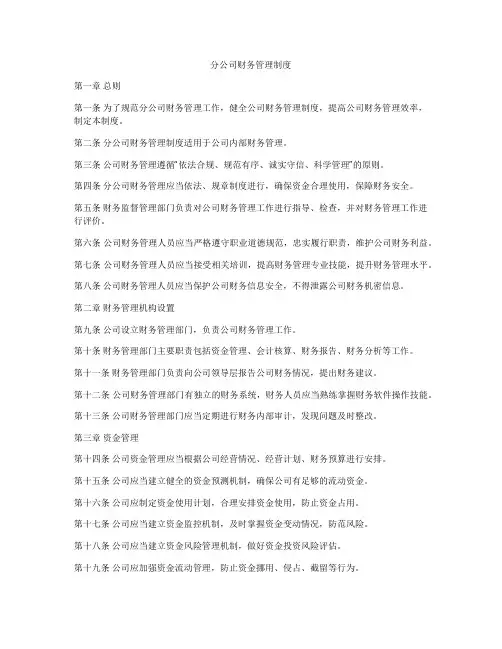 分公司财务管理制度