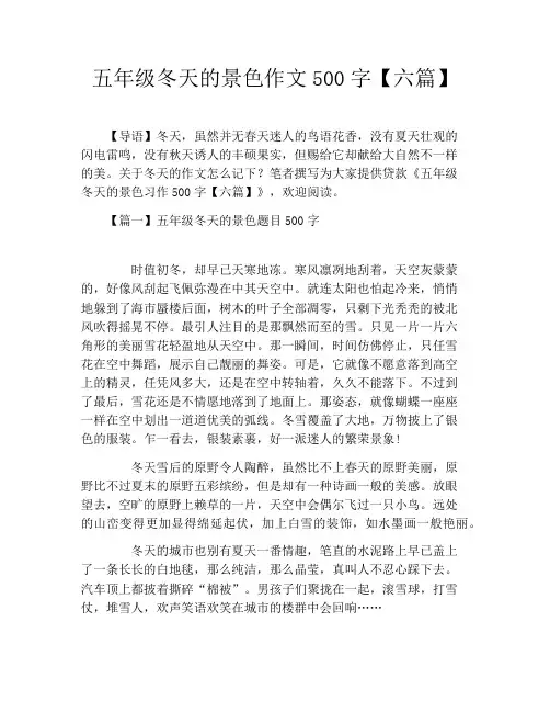 五年级冬天的景色作文500字【六篇】