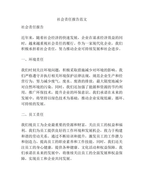 社会责任报告范文