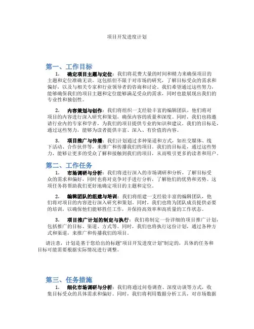 项目开发进度计划