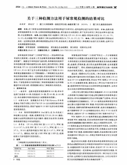 关于三种检测方法用于尿常规检测的结果对比