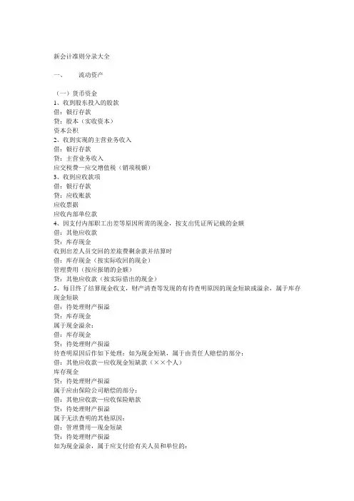 会计新准则下的全部会计分录解析讲解