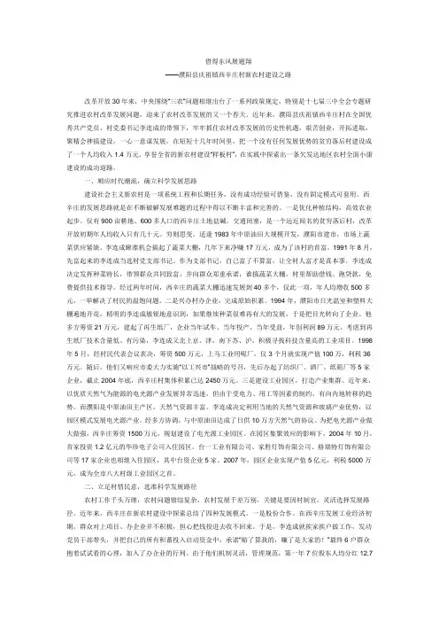 濮阳县庆祖镇西辛庄村新农村建设之路