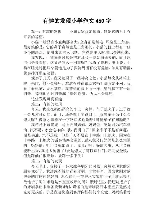 有趣的发现小学作文450字