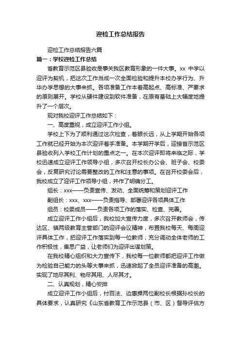 迎检工作总结报告