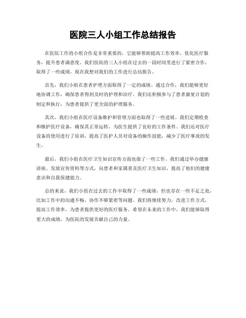 医院三人小组工作总结报告