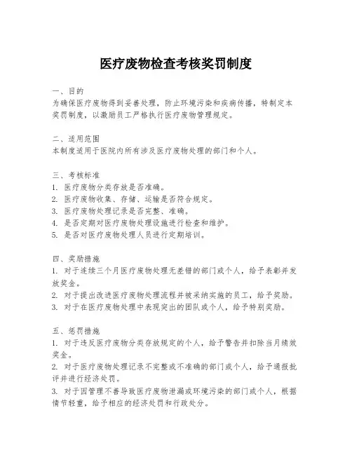 医疗废物检查考核奖罚制度