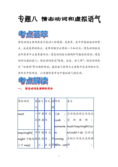 2018届高考英语语法精品学案：情态动词和虚拟语气
