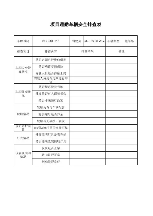车辆隐患排查记录表