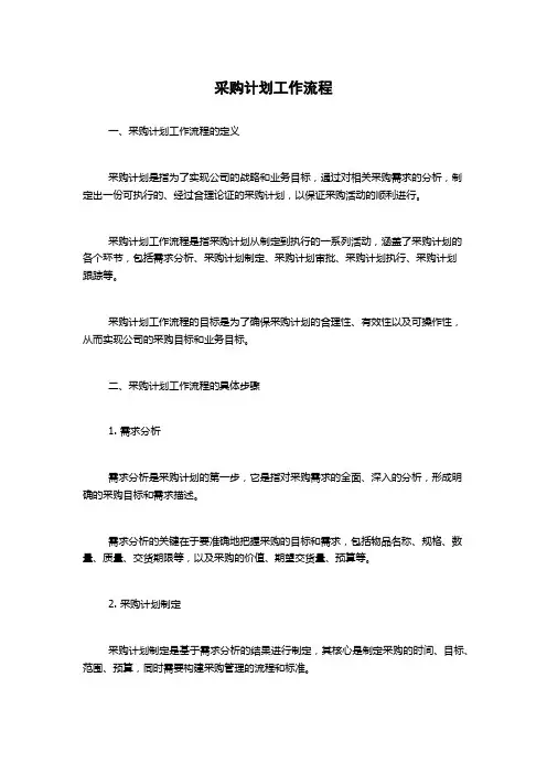采购计划工作流程