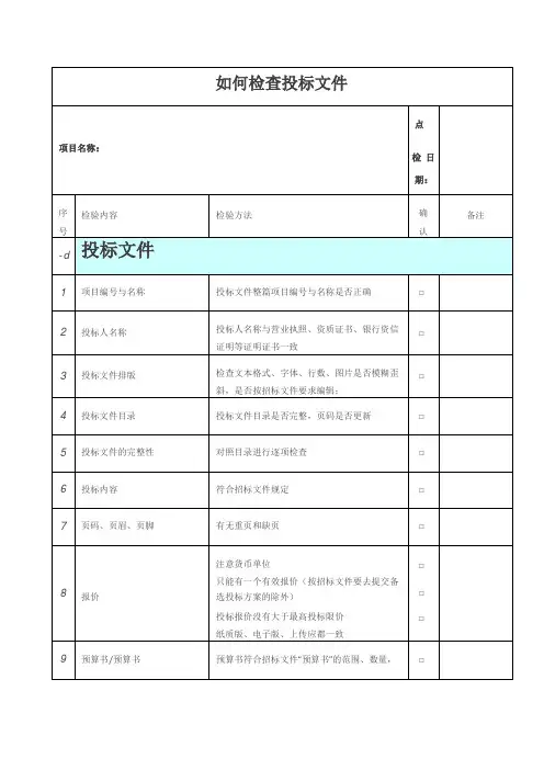 投标文件审查表