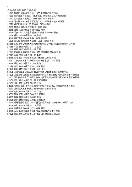 报关代码：国内地区代码表（一）