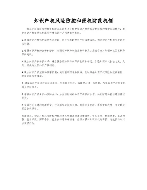 知识产权风险防控和侵权防范机制
