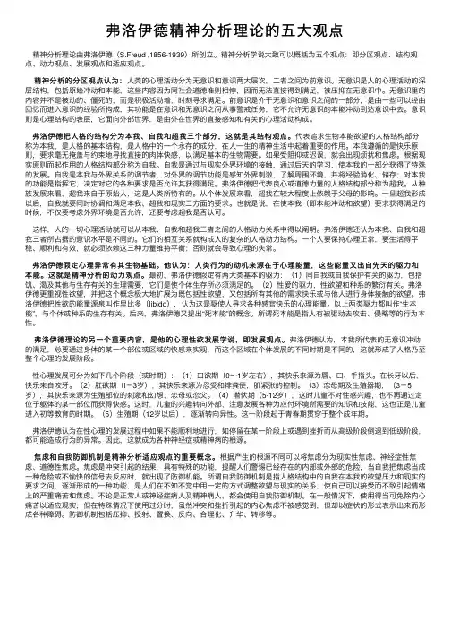 弗洛伊德精神分析理论的五大观点