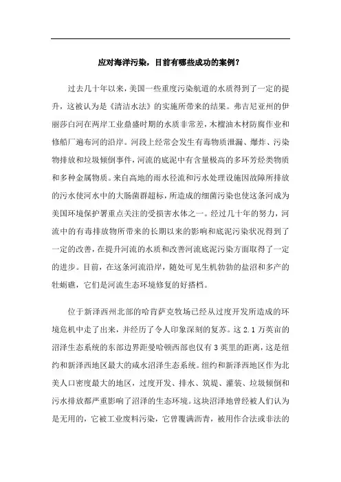 应对海洋污染,目前有哪些成功的案例？