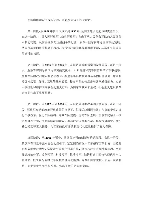 中国国防建设的成长历程