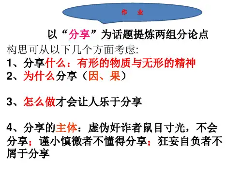 《分享》话题作文分论点及范文讲评