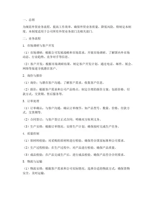 外贸工作流程管理制度