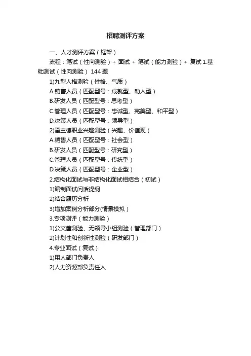 招聘测评方案