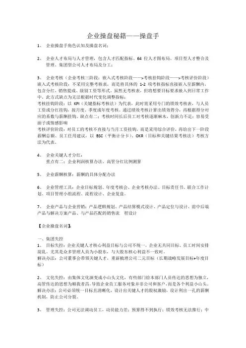 01企业操盘秘籍—操盘手入行基础
