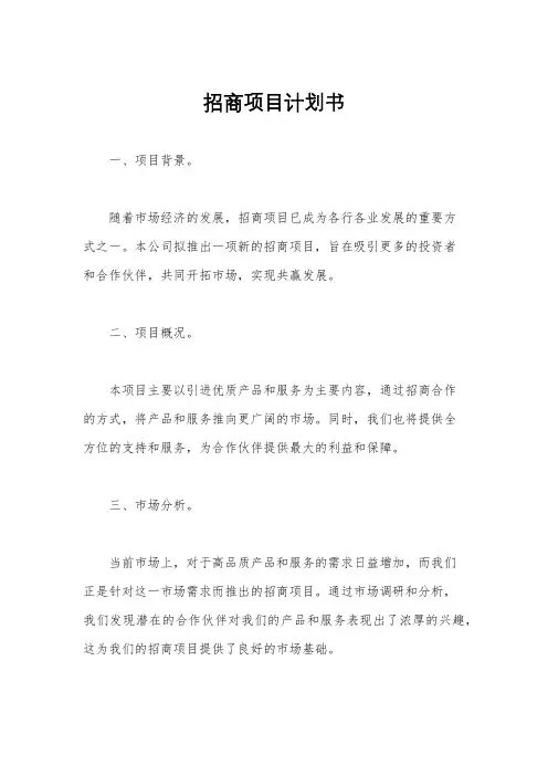 招商项目计划书