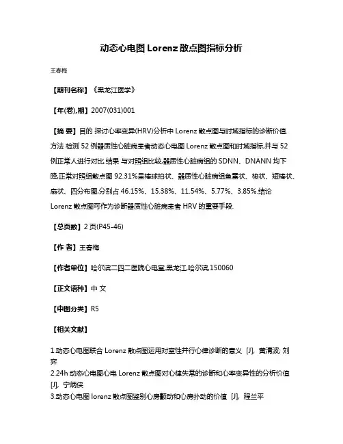 动态心电图Lorenz散点图指标分析