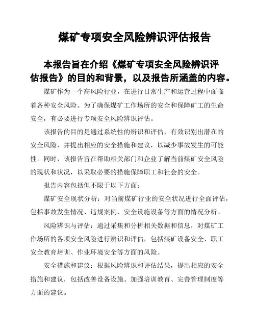 煤矿专项安全风险辨识评估报告