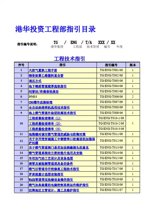 港华工程部指引 Microsoft Excel 工作表