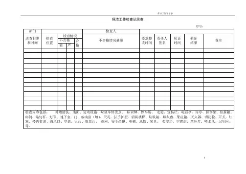 保洁工作检查记录表