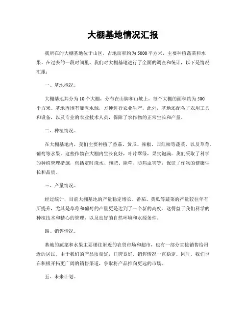 大棚基地情况汇报