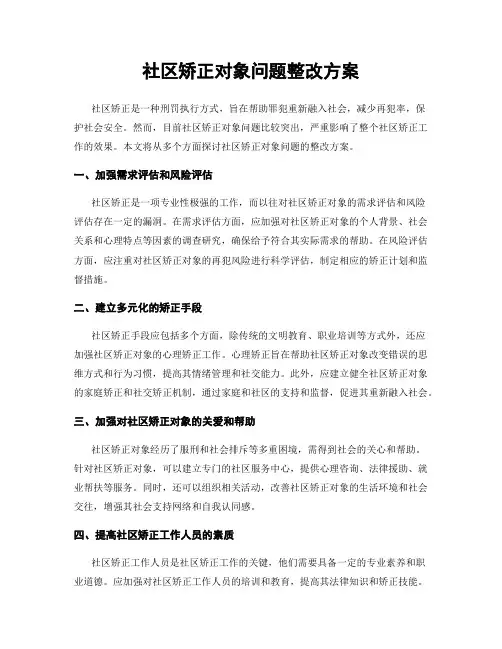社区矫正对象问题整改方案