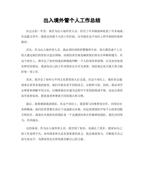 出入境外管个人工作总结