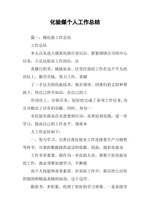 化验煤个人工作总结