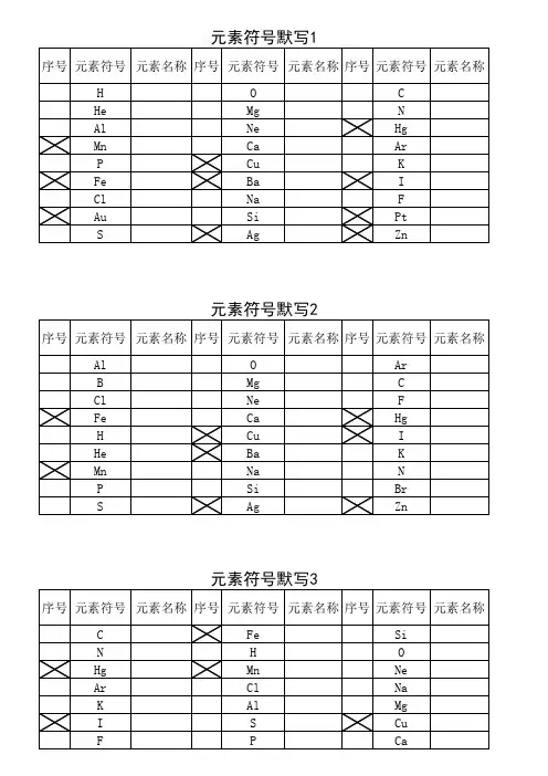 初中化学元素符号默写打印
