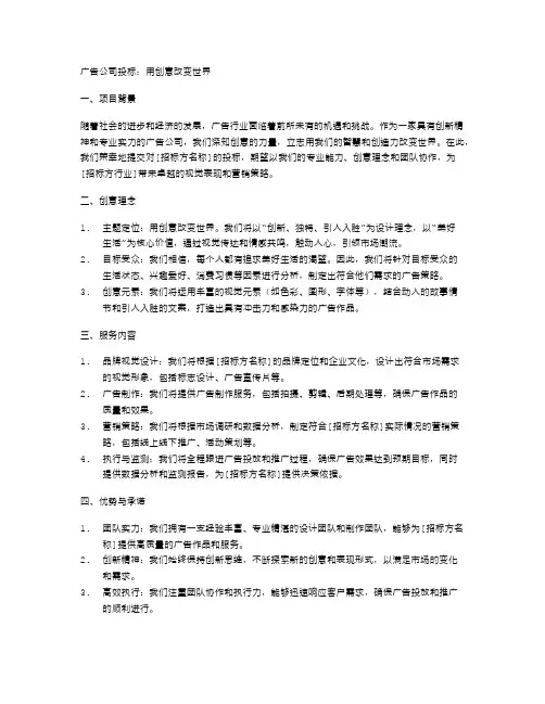 广告公司投标：用创意改变世界