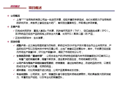 上海某生物制药商业计划书