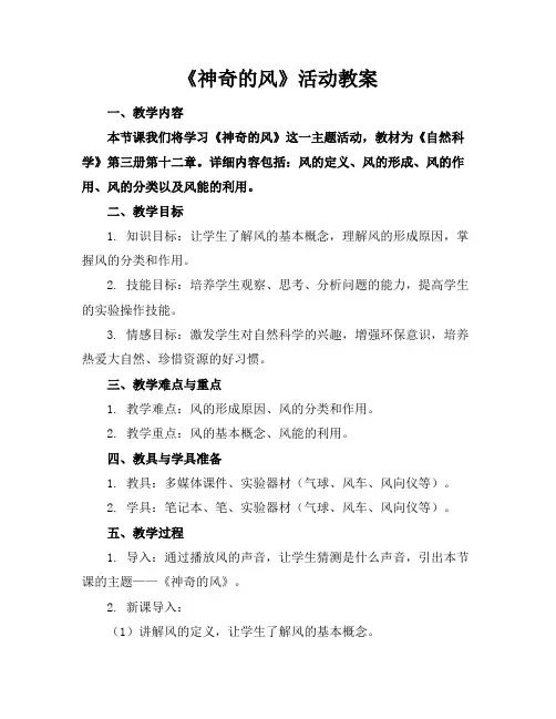 《神奇的风》活动教案